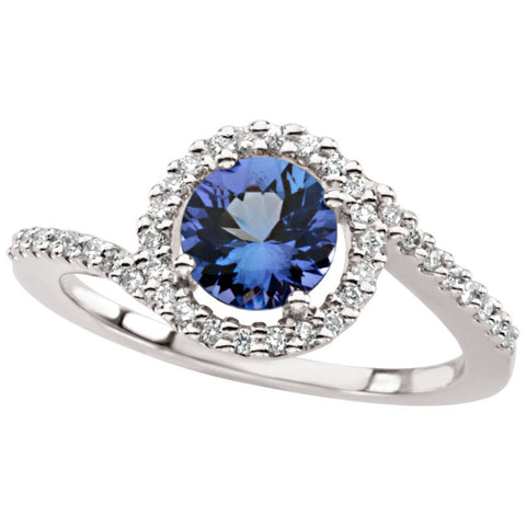 14k White Gold Tanzanite & Diamond Accented Ring, Size 7