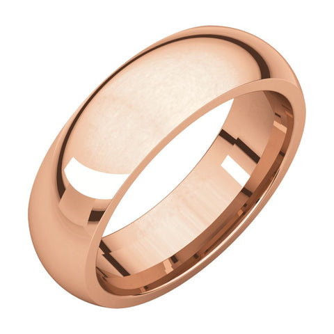 14k Rose Gold 6mm Comfort Fit Band, Size 9.5