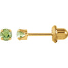 14K Yellow Gold Solitaire "August" Birthstone Piercing Earrings for Kids