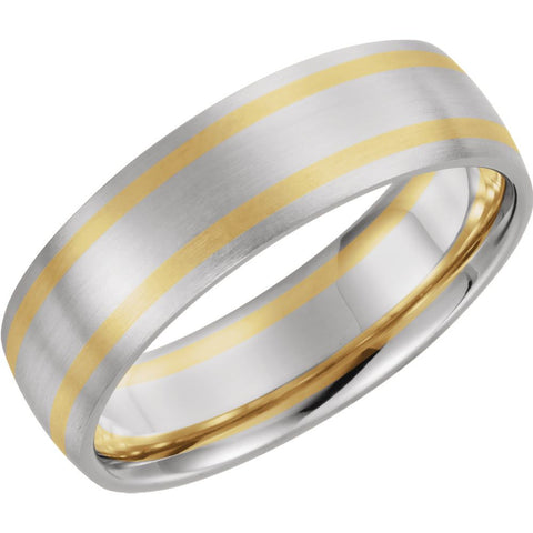 14K White & Yellow Gold 7mm Comfort-Fit Band Size 10
