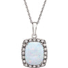 14K White Gold Created Opal & 0.05 CTW Diamond Necklace
