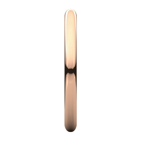 14k Rose Gold 2mm Half Round Band, Size 6