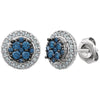 14k White Gold 1/2 CTW Diamond Blue & White Halo-Style Earrings