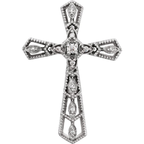 14k White Gold .025 CTW Diamond Cross Pendant