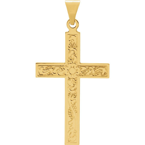 14k Yellow Gold 28x18mm Design Cross Pendant