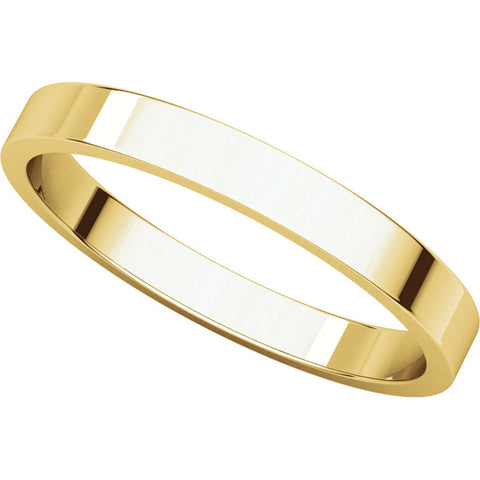 14k Yellow Gold 2.5mm Flat Band, Size 8