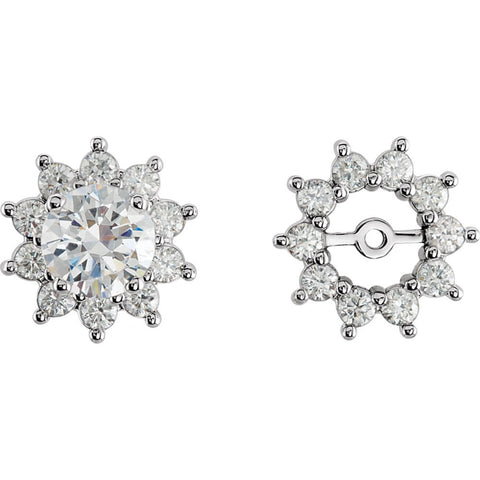 14k White Gold 3/4 CTW Diamond Earring Jackets