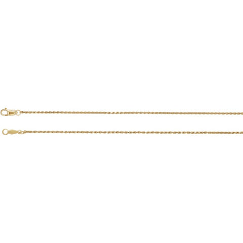 14K Yellow Gold 1mm Diamond-Cut Rope 16-Inch Chain