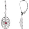 Pair of Decorative Gemstone Fashion Lever Back Earrings in Sterling Silver