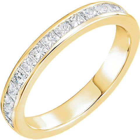 14k Yellow Gold 2mm Square 7/8 CTW Diamond Channel Set Band , Size 7