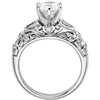 14k White Gold Vintage-Style Engagement Ring Base, Size 7