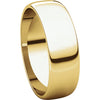 10k Yellow Gold 6mm Half Round Light Band, Size 8.5