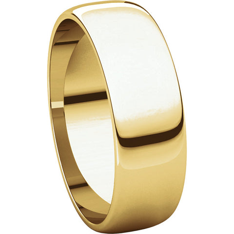 10k Yellow Gold 6mm Half Round Light Band, Size 9.5