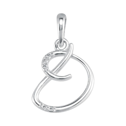 14k White Gold .03 CTW Diamond Letter "D" Script Initial 18" Necklace