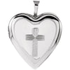 20.75x19.25 mm Heart Locket with Cross in Sterling Silver