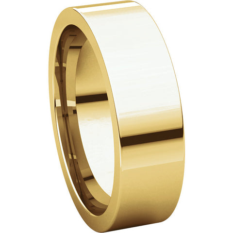 14k Yellow Gold 6mm Flat Comfort Fit Band, Size 8