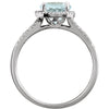14k White Gold Aquamarine & 1/5 CTW Diamond Ring, Size 7
