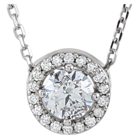 14k White Gold 1/3 CTW Diamond Halo-Style 16" Necklace
