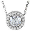 14K White Gold 1/3 CTW Diamond Halo-Styled 16-Inch Necklace