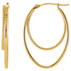 14K Yellow Gold Oval Hoop Earrings