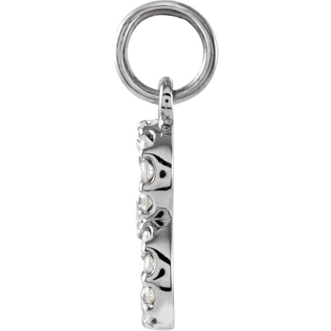 14k White Gold .06 CTW Diamond Numeric Charm or Pendant