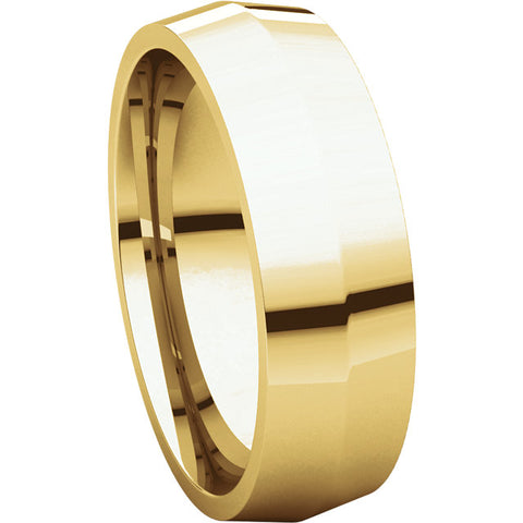 14k Yellow Gold 6mm Knife Edge Comfort Fit Band, Size 7