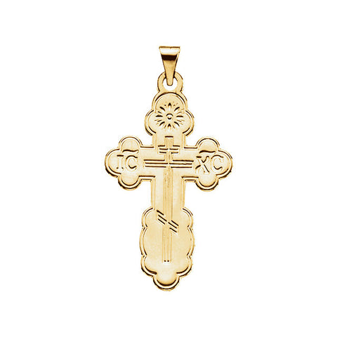 14k Yellow Gold 32x21mm Orthodox Cross Pendant with Packaging