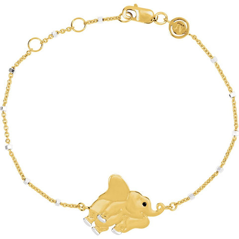 18k Yellow Gold Vermeil Elephant 7.5" Bracelet for Strength