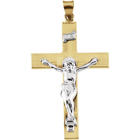 14K Yellow & White 45x29mm Crucifix Pendant