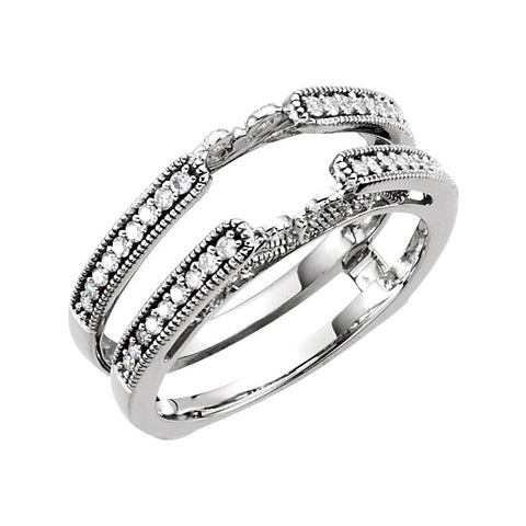 14k White Gold 1/4 CTW Diamond Ring Guard, Size 7