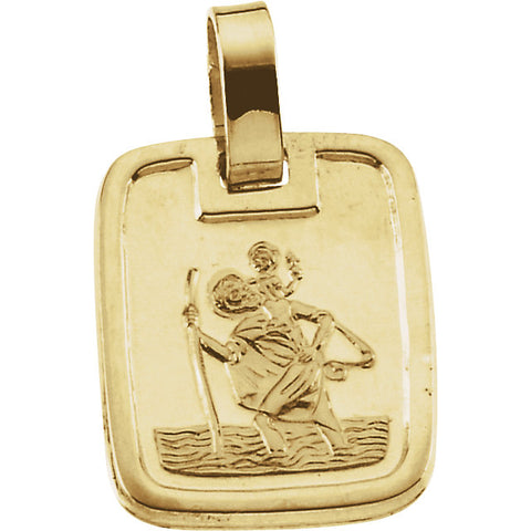 14k Yellow Gold 13.1x11.2mm St. Christopher Medal