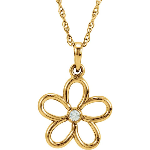 Sterling Silver .03 CTW Diamond 18" Flower Necklace