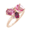 14k Rose Gold Multi-Gemstone & 0.05 ctw. Diamond Cluster Ring, Size 7