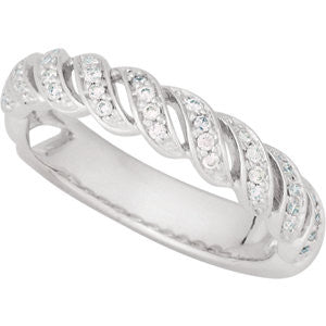 14k White Gold 1/5 CTW Diamond Anniversary Band , Size 7
