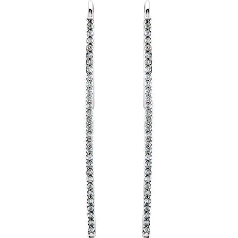 14k White Gold 1/4 CTW Diamond Vertical Bar Earrings