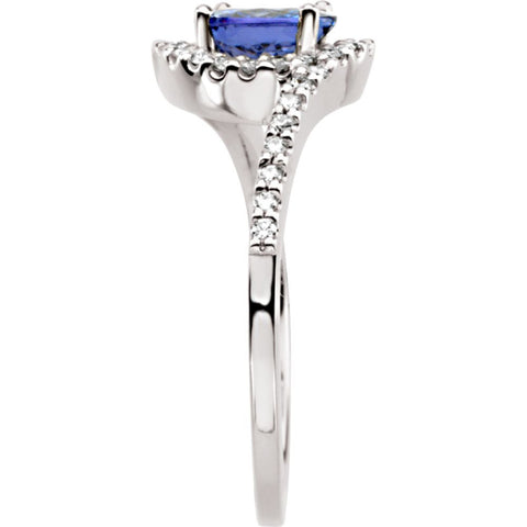 14k White Gold Tanzanite & Diamond Accented Ring, Size 7