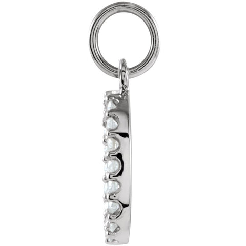 14k White Gold .08 CTW Diamond Numeric Charm or Pendant