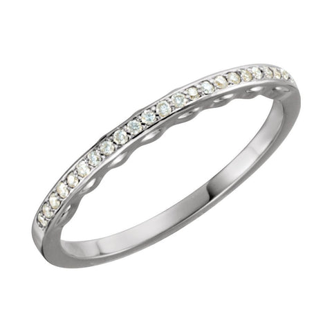 14k White Gold 1/8 CTW Diamond Band, Size 7