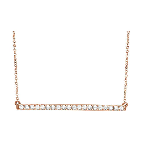 14k Rose Gold 1/2 CTW Diamond Bar 16-18" Necklace