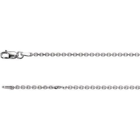 14k White Gold 1.75mm Solid Diamond-Cut Cable 24" Chain