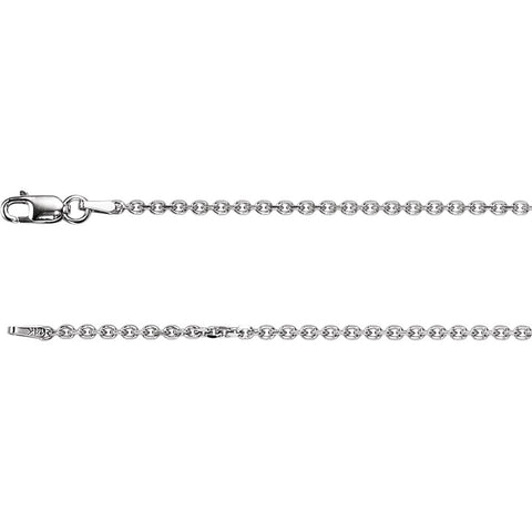 14k White Gold 1.75mm Solid Diamond-Cut Cable 16" Chain