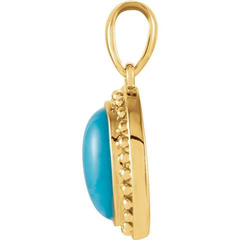14k Yellow Gold Turquoise Cabochon Pendant