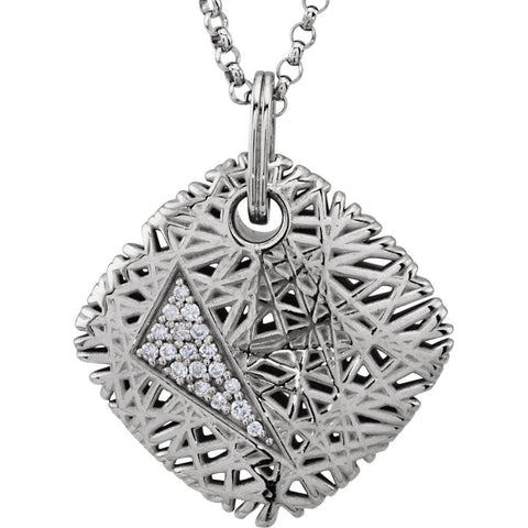 14k White Gold .08 CTW Diamond 18" Necklace