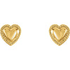 14k Yellow Gold Heart Youth Earrings