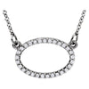 14K White Gold 1/6 CTW Diamond Horizontal Oval 16-Inch Necklace