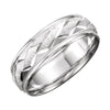 14k White Gold 7mm Design Comfort-Fit Wedding Band for Men, Size 11