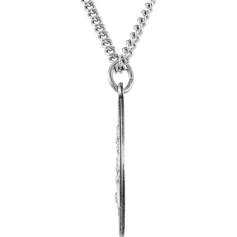 Sterling Silver 25mm Round St. Joseph Medal 24" Necklace