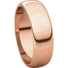 14k Rose Gold 6mm Half Round Band, Size 8