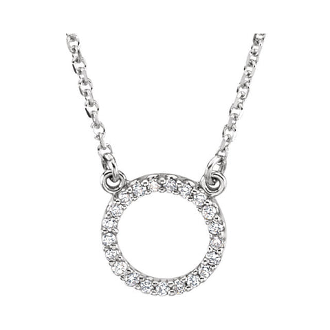14k White Gold 1/10 CTW Diamond Circle 16" Necklace