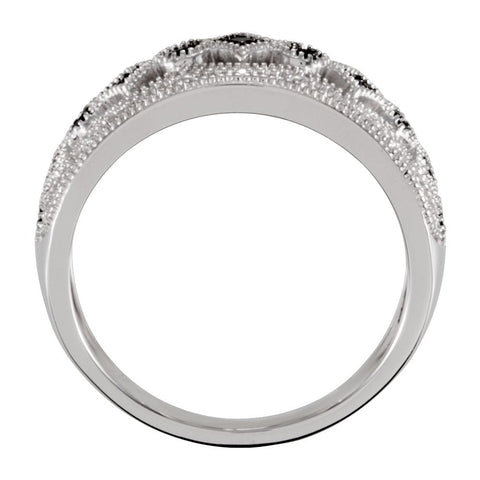Sterling Silver Black Spinel Ring Size 8